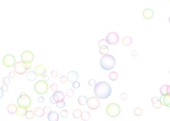 Soap bubbles randomly flew on a white background. Background design. Vector