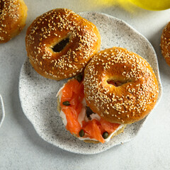 Bagels with smoked salmon and capers