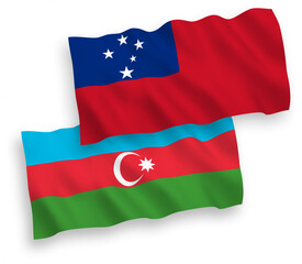 Flags of Independent State of Samoa and Azerbaijan on a white background
