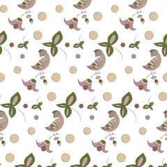 Pattern of elements in the form of a bird, leaves on a white background .3d.