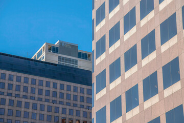 Austin, Texas- Buildings with brown marble wall claddings and tinted picture windows