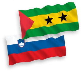 Flags of Slovenia and Saint Thomas and Prince on a white background