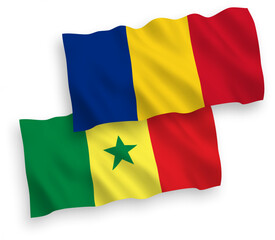 Flags of Romania and Republic of Senegal on a white background