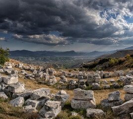 Fototapeta na wymiar The ruins of the old antique city of Sagalassos. Turkey 2022 Sagalassos, ancient city and important archaeological site. Turkey