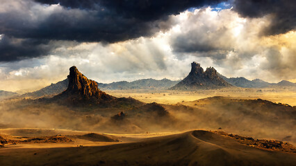 Beautiful desert sunrise view near Tabuk,Saudi Arabia. 