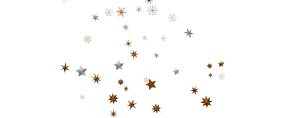 A gray whirlwind of golden snowflakes and stars. New