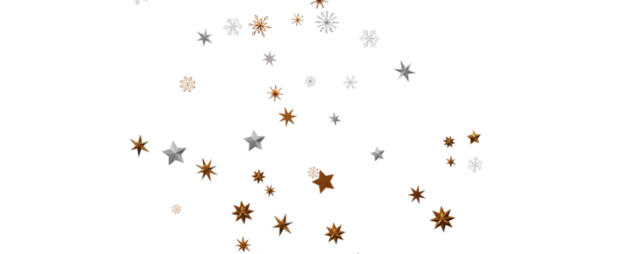 A gray whirlwind of golden snowflakes and stars. New