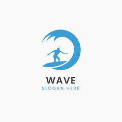 minimalist surfing logo design template