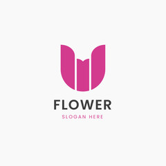 minimalist flower logo design template