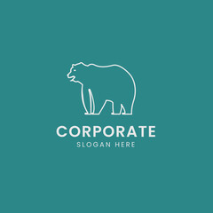 Bear line minimalist logo design template