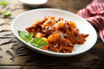 Potato gnocchi with Bolognese sauce