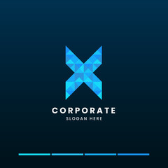 Obraz premium minimalist letter x pixel logo design template