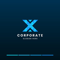 minimalist letter x pixel logo design template