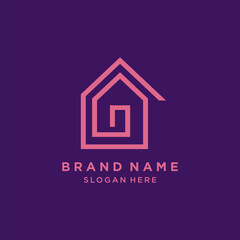 House icon template home with letter G creative logo design vector image