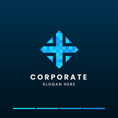 Abstract minimalist monogram pixel logo design template