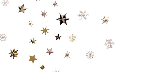 Abstract Gold Star Falling Soft Focus Background, 3D rendering.