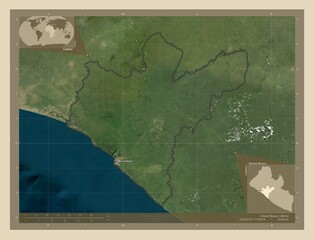 Grand Bassa, Liberia. High-res satellite. Labelled points of cities