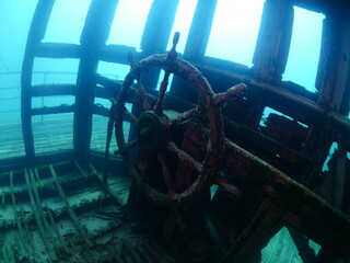 ship wreck underwater shipwreck on seabed sea floor standing metal on ocean floor 