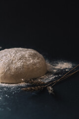 Fototapeta na wymiar Raised piece of dough for making