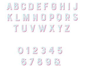 Obraz premium 3D Pink Alphabet Letters, Numerals, Numbers font