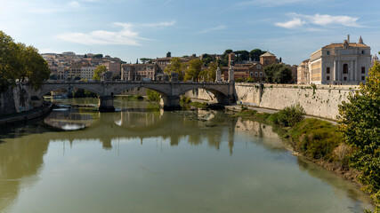 Fototapeta na wymiar Tiber River in Rome on October 2022