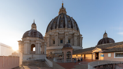 Fototapeta na wymiar Dome on Saint Pierre Basilica in Rome