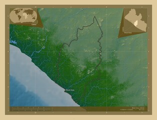 River Cess, Liberia. Physical. Labelled points of cities