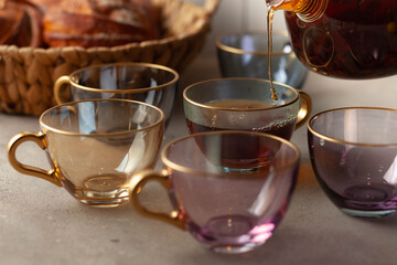 colorful mugs of tea