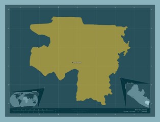 River Gee, Liberia. Solid. Labelled points of cities