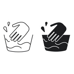 Fototapeta premium Hand wash icon line symbol. Isolated illustration of hand wash icon sign concept for your web site