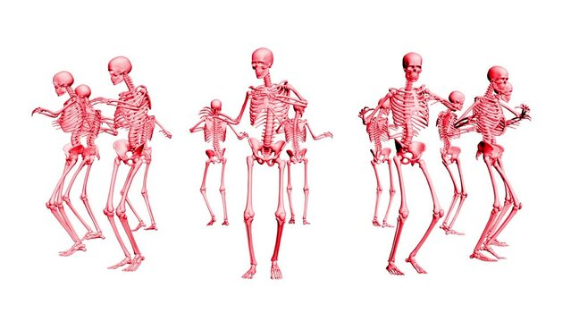 Halloween 3D dance. Halloween dancing skeletons 3D. 3D skeletons funny dance animation.