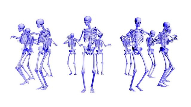 Halloween 3D dance. Halloween dancing skeletons 3D. 3D skeletons funny dance animation.