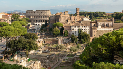 Fototapeta na wymiar Forum and Colosseum in city of Rome on october 2022