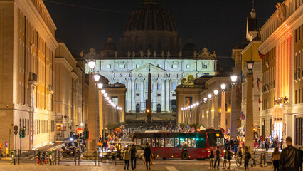 Fototapeta na wymiar Piazza San Pietro in Vatican city at night