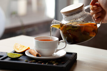 citrus tea with spices restaurant served