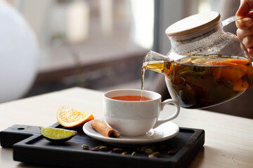 citrus tea with spices restaurant served