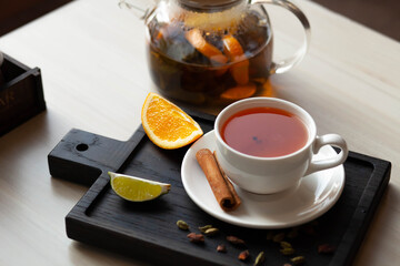 citrus tea with spices restaurant served