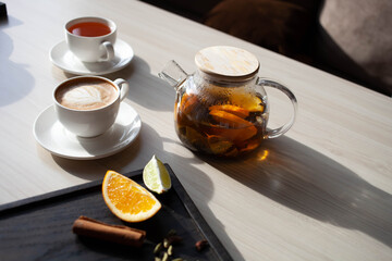citrus tea with spices restaurant served