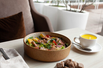 meat and vegetables restaurant served