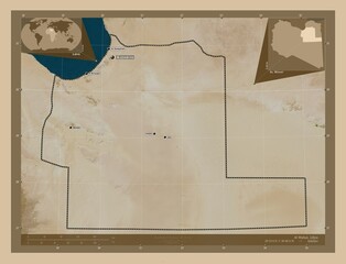 Al Wahat, Libya. Low-res satellite. Labelled points of cities