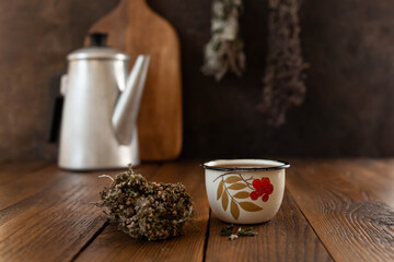 hot herbal tea with honey