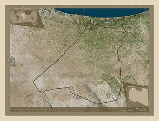 Az Zawiyah, Libya. High-res satellite. Labelled points of cities