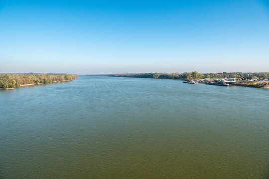 View over Danube River near Dunaujvaros, Hungary.