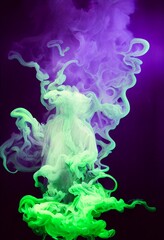 Fototapeta premium Computer generated 3D illustration of a Halloween spooky ectoplasm smoke against a black background. A.I. generated art.