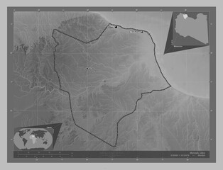 Misratah, Libya. Grayscale. Labelled points of cities