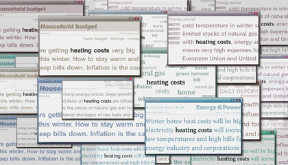 Naklejka premium Headline titles media with Heating costs 3d illustration