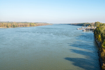 View over Danube River near Dunaujvaros, Hungary.