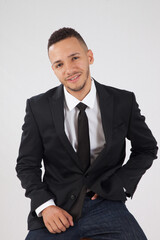 Happy man in a suit with a big smile