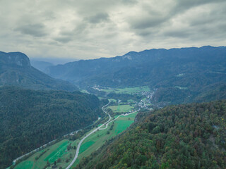 Fototapeta premium Romania - Typical Transylvanian highlands with colorful leaves from a drone
