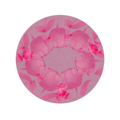 Floral round sticker with transparent background, water lily, tulip pattern, round sticker, digital illustration